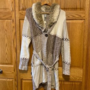 Chico’s Sweater with removable fur collar